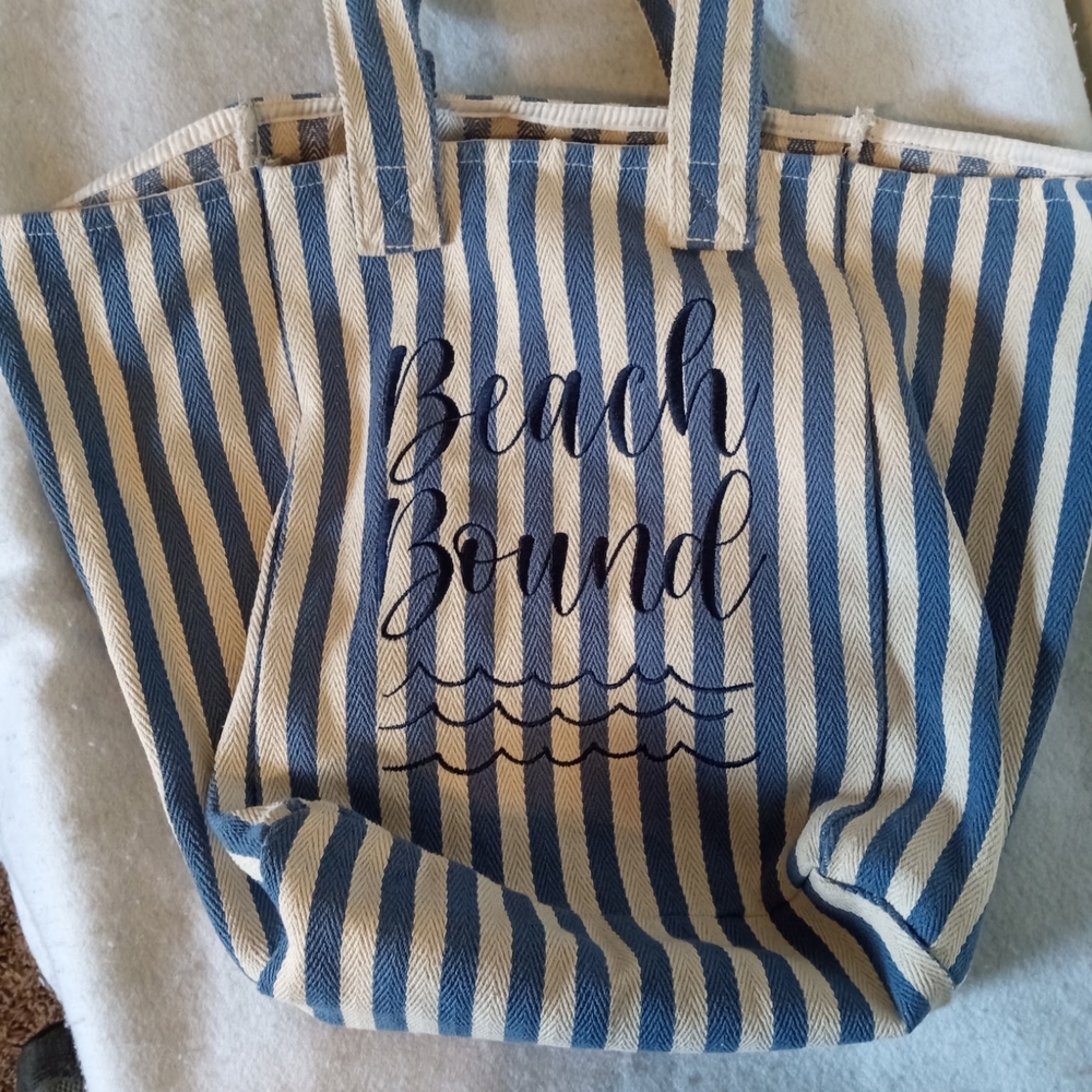 Striped Blue and White Tote Bag